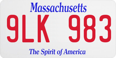 MA license plate 9LK983