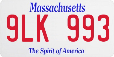 MA license plate 9LK993