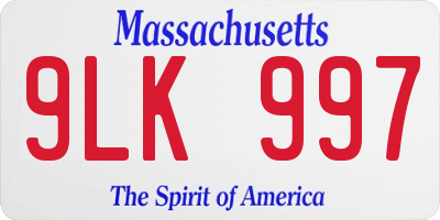 MA license plate 9LK997