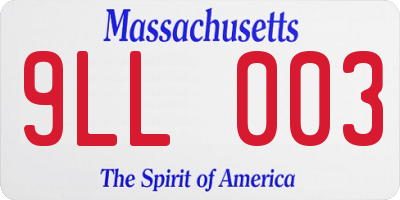 MA license plate 9LL003