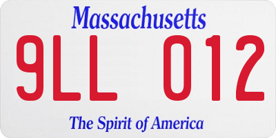 MA license plate 9LL012