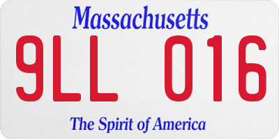MA license plate 9LL016