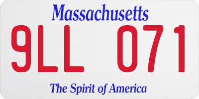 MA license plate 9LL071
