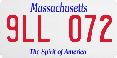 MA license plate 9LL072