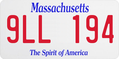 MA license plate 9LL194