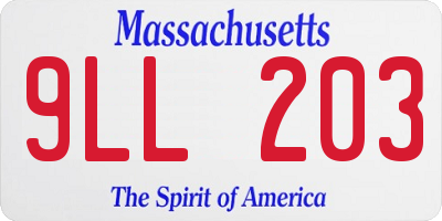 MA license plate 9LL203