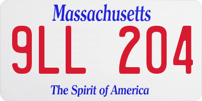 MA license plate 9LL204