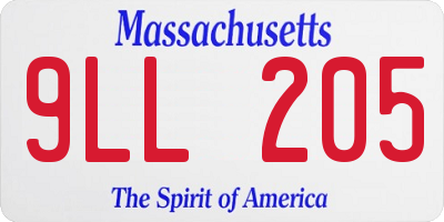 MA license plate 9LL205