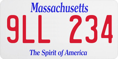 MA license plate 9LL234