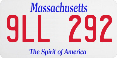 MA license plate 9LL292