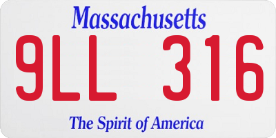 MA license plate 9LL316