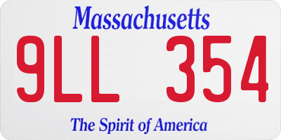MA license plate 9LL354