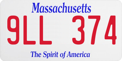 MA license plate 9LL374