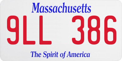 MA license plate 9LL386