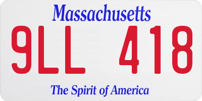 MA license plate 9LL418