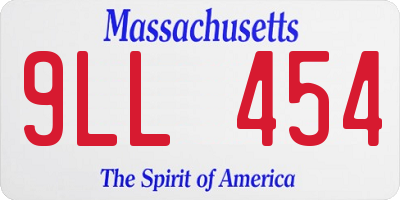 MA license plate 9LL454