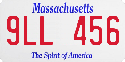 MA license plate 9LL456