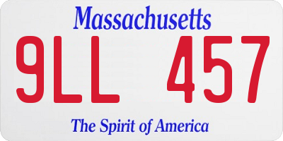 MA license plate 9LL457