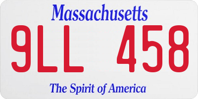 MA license plate 9LL458
