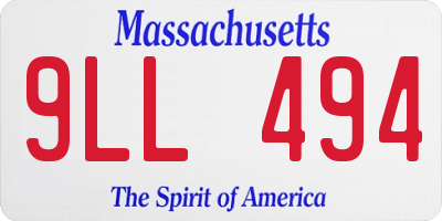 MA license plate 9LL494