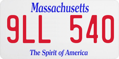 MA license plate 9LL540