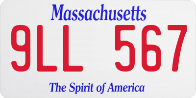 MA license plate 9LL567