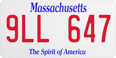 MA license plate 9LL647