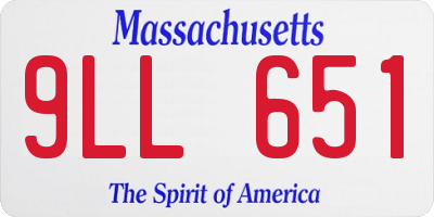 MA license plate 9LL651