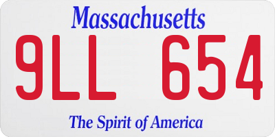 MA license plate 9LL654