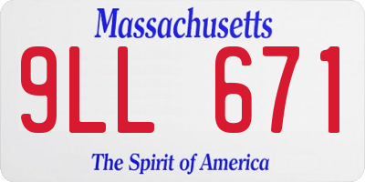 MA license plate 9LL671
