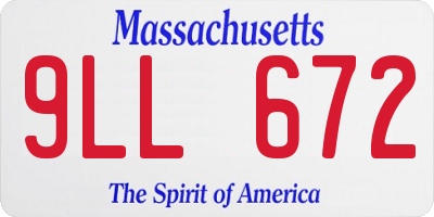 MA license plate 9LL672