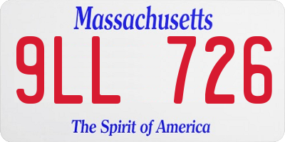 MA license plate 9LL726