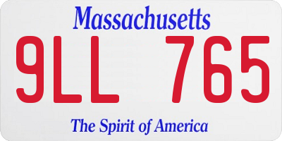 MA license plate 9LL765
