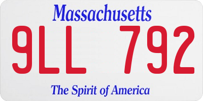 MA license plate 9LL792