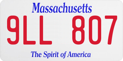 MA license plate 9LL807