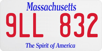 MA license plate 9LL832