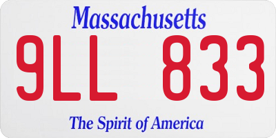 MA license plate 9LL833