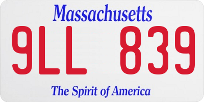 MA license plate 9LL839
