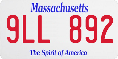 MA license plate 9LL892