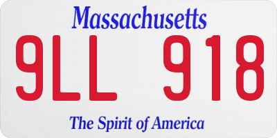 MA license plate 9LL918