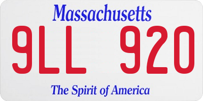 MA license plate 9LL920