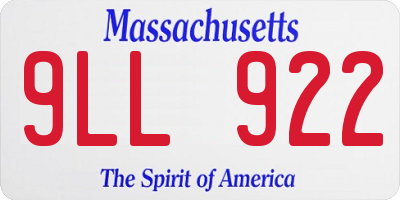 MA license plate 9LL922
