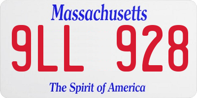 MA license plate 9LL928
