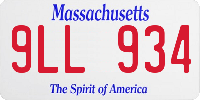MA license plate 9LL934