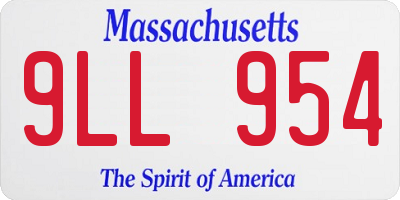 MA license plate 9LL954