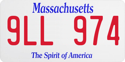 MA license plate 9LL974