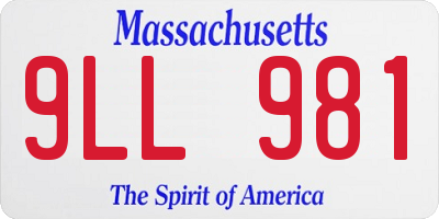 MA license plate 9LL981