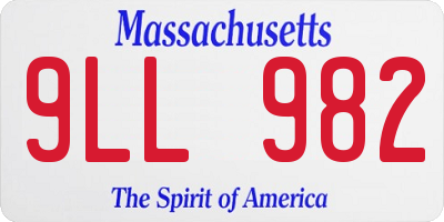 MA license plate 9LL982