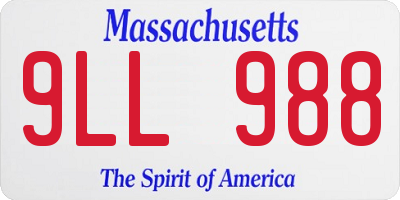 MA license plate 9LL988