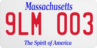 MA license plate 9LM003